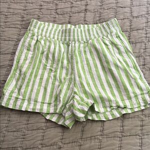 Old Navy Lime and White linen Striped Shorts